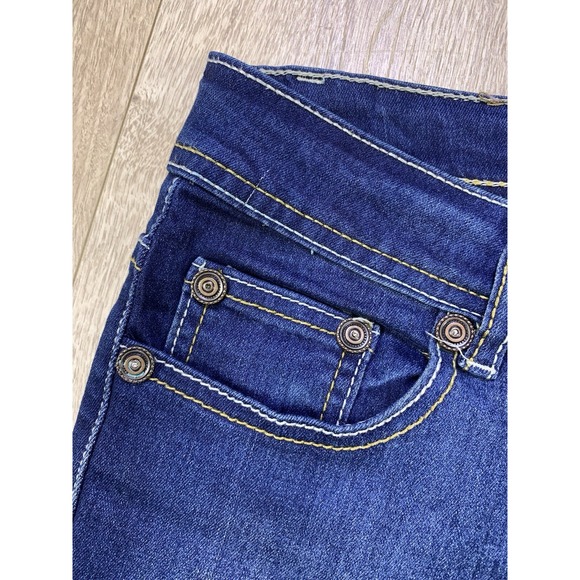 AQ American Quality Denim Women Sz 9 Dark Wash Cut Off Stretch‎ Jeans Low Rise - Picture 4 of 16